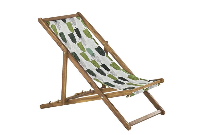 Solstol sett med 2 Anzio - lyst tre/off-white/grønt løvmønster - Hagemøbler - Stoler & Lenestoler - Solstoler