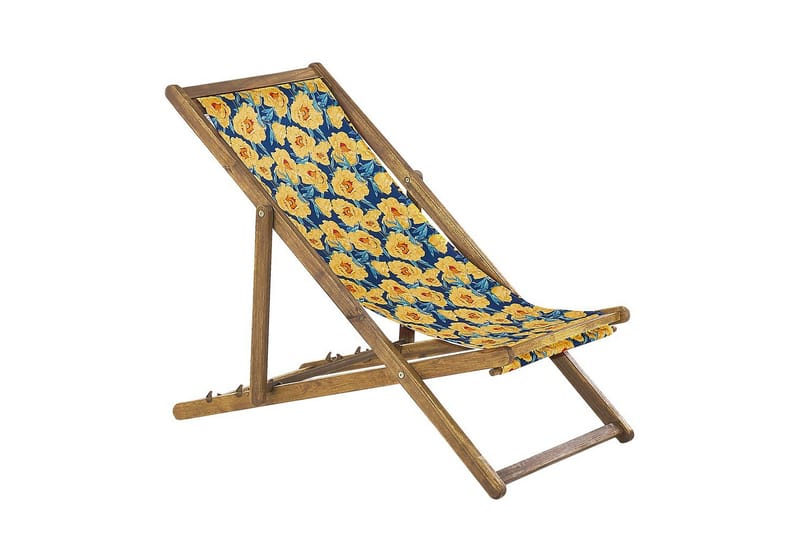 Solstol sett med 2 Anzio - lyst tre/off-white/gult blomstermønster - Hagemøbler - Stoler & Lenestoler - Solstoler