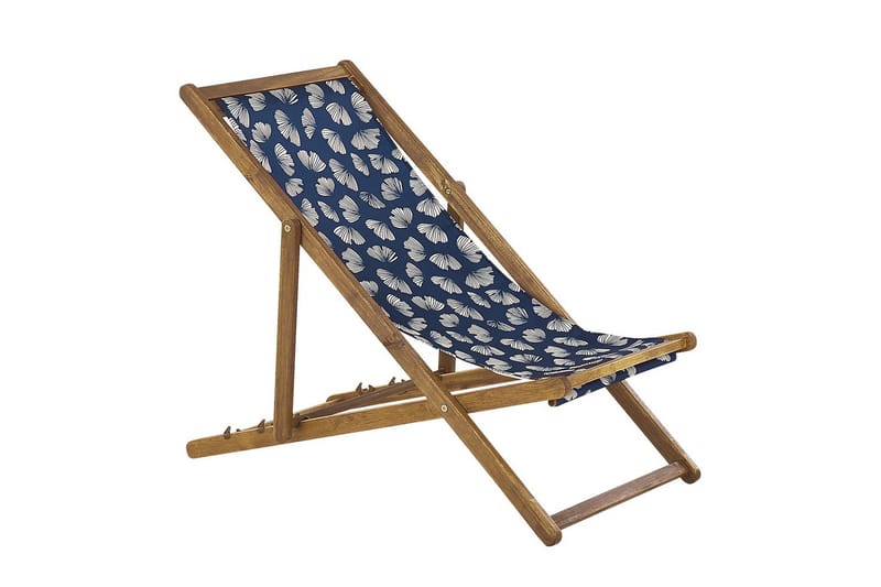 Solstol sett med 2 Anzio - lyst tre/off-white/marineblå blomster mønster - Hagemøbler - Stoler & Lenestoler - Solstoler