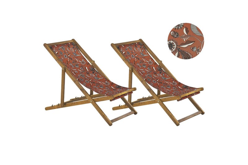 Solstol sett med 2 Anzio, lyst tre/off-white/rød blomster mønster