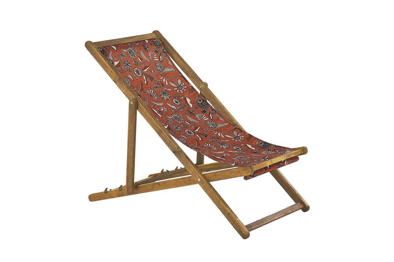 Solstol sett med 2 Anzio - lyst tre/off-white/rød blomster mønster - Hagemøbler - Stoler & Lenestoler - Solstoler