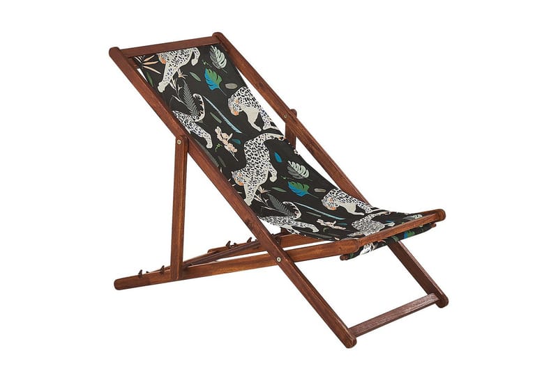 Solstol sett med 2 Anzio - mørkt tre/off-white dyremønster - Hagemøbler - Stoler & Lenestoler - Solstoler