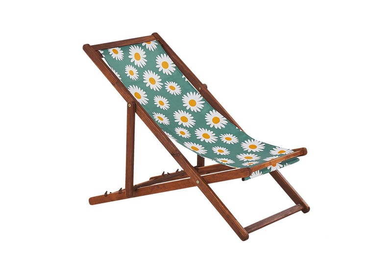 Solstol sett med 2 Anzio - mørkt tre/off-white kamillemønster - Hagemøbler - Stoler & Lenestoler - Solstoler