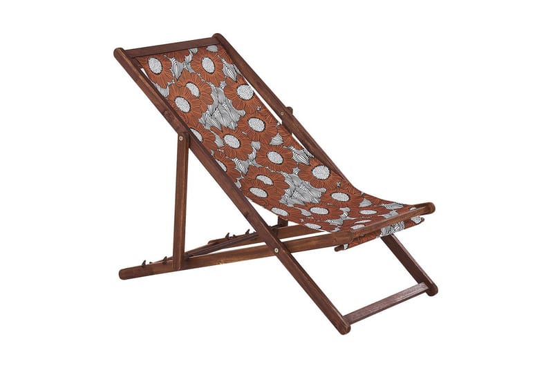 Solstol sett med 2 Anzio - mørkt tre/off-white valmuemønster - Hagemøbler - Stoler & Lenestoler - Solstoler