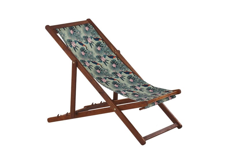 Solstol sett med 2 Anzio - mørkt tre/off-white pelikanmønster - Hagemøbler - Stoler & Lenestoler - Solstoler