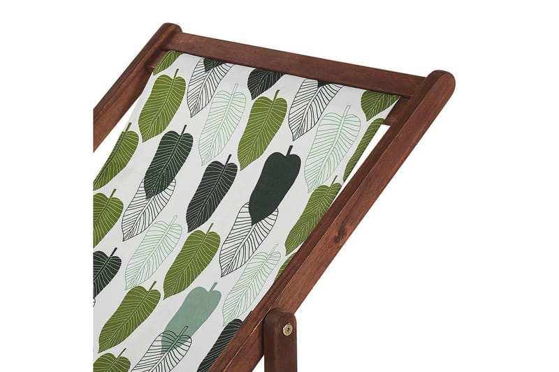 Solstol sett med 2 Anzio - mørkt tre/off-white/grønt løvmønster - Hagemøbler - Stoler & Lenestoler - Solstoler