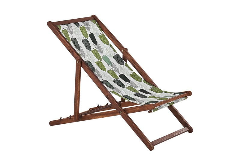Solstol sett med 2 Anzio - mørkt tre/off-white/grønt løvmønster - Hagemøbler - Stoler & Lenestoler - Solstoler