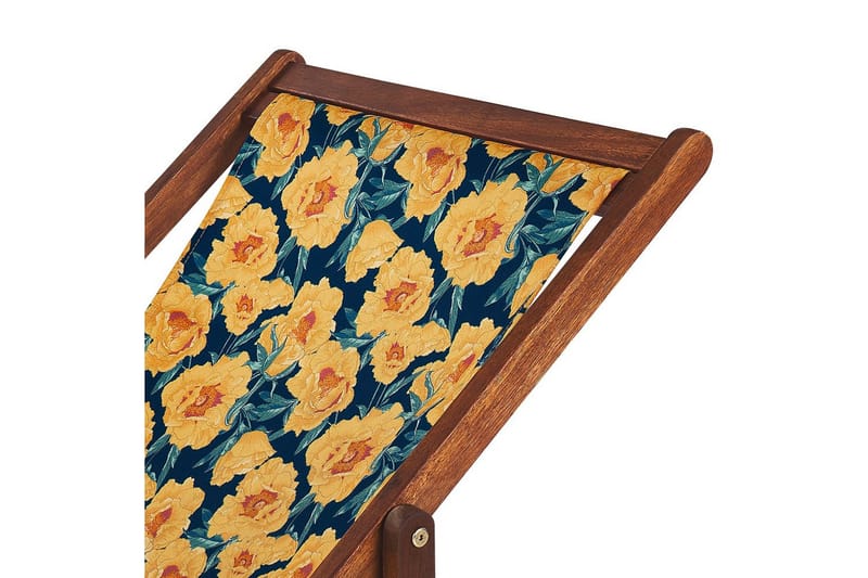 Solstol sett med 2 Anzio - mørkt tre/off-white/gult blomstrende mønster - Hagemøbler - Stoler & Lenestoler - Solstoler