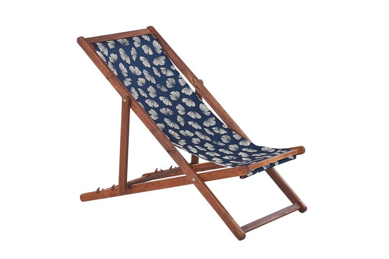 Solstol sett med 2 Anzio - mørkt tre/off-white/marineblått blomstermønster - Hagemøbler - Stoler & Lenestoler - Solstoler
