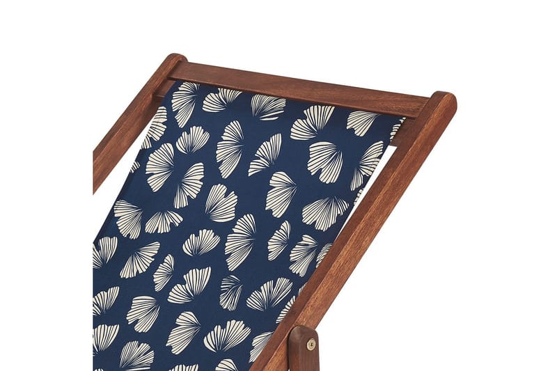 Solstol sett med 2 Anzio - mørkt tre/off-white/marineblått blomstermønster - Hagemøbler - Stoler & Lenestoler - Solstoler