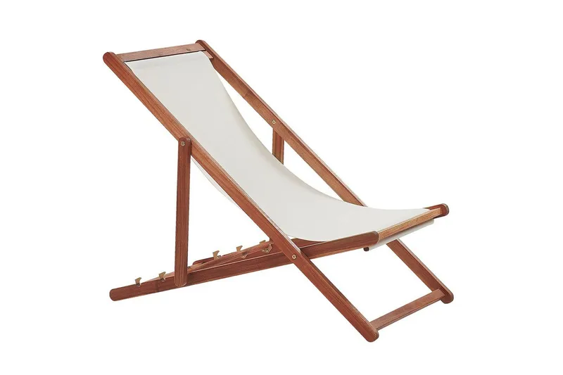 Solstol sett med 2 Anzio - mørkt tre/off-white/oransje mønster - Hagemøbler - Stoler & Lenestoler - Solstoler