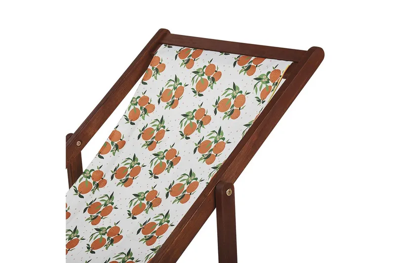 Solstol sett med 2 Anzio - mørkt tre/off-white/oransje mønster - Hagemøbler - Stoler & Lenestoler - Solstoler