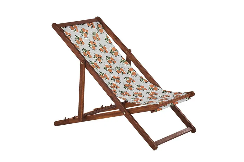 Solstol sett med 2 Anzio - mørkt tre/off-white/oransje mønster - Hagemøbler - Stoler & Lenestoler - Solstoler