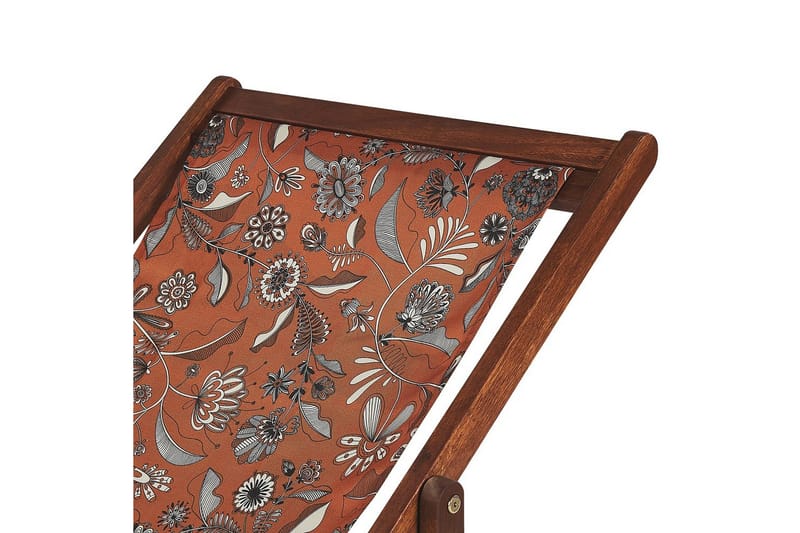 Solstol sett med 2 Anzio - mørkt tre/off-white/rødt blomstermønster - Hagemøbler - Stoler & Lenestoler - Solstoler