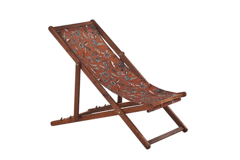 Solstol sett med 2 Anzio - mørkt tre/off-white/rødt blomstermønster - Hagemøbler - Stoler & Lenestoler - Solstoler