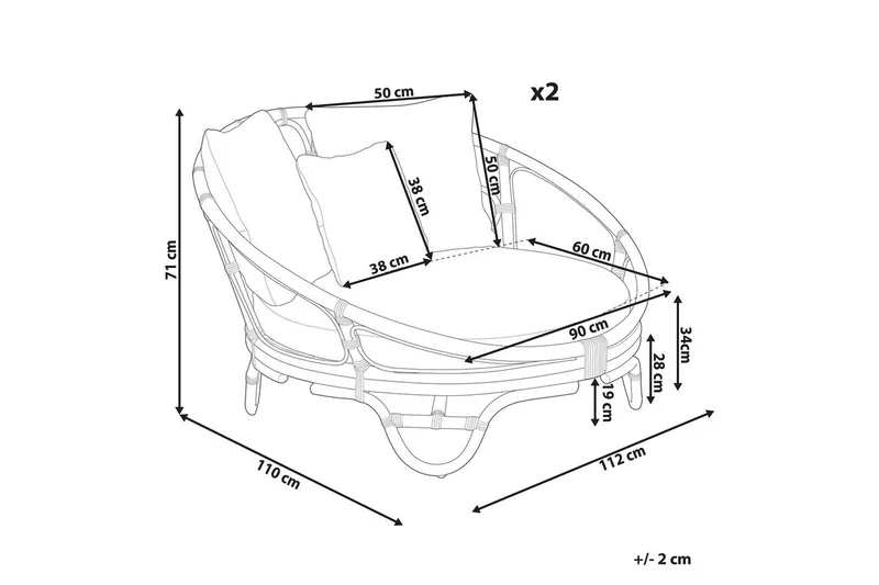 Solstol sett med 2 Rossano - Svart, beige - Hagemøbler - Stoler & Lenestoler - Utelenestoler