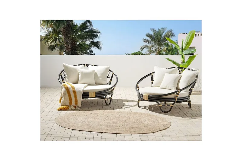 Solstol sett med 2 Rossano - Svart, beige - Hagemøbler - Stoler & Lenestoler - Utelenestoler