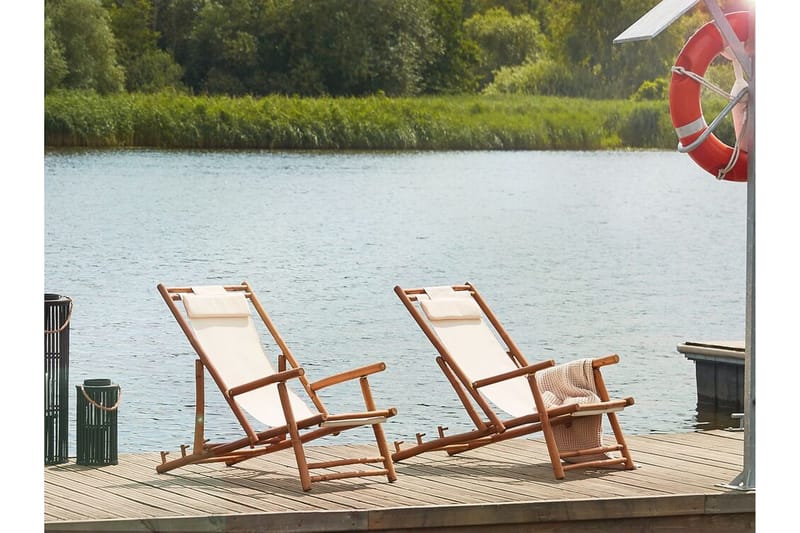 Solseng 2 stk lyst tre / beige ATRANI - Tre / Natur - Hagemøbler - Stoler & Lenestoler - Solstoler