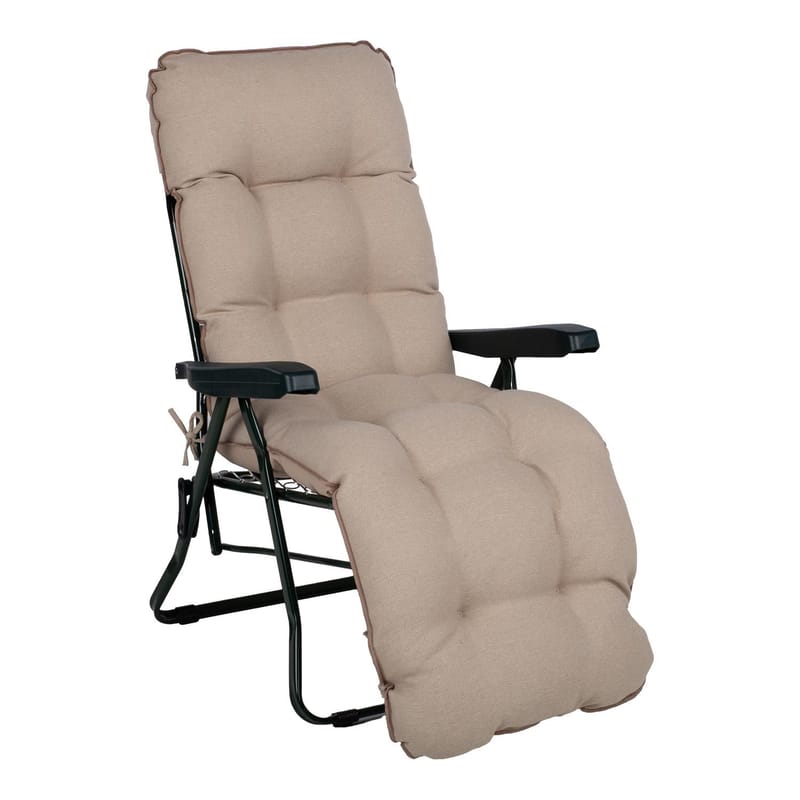 Solstol HOME4YOU Baden-Baden Beige pute - grønn med beige pute - Hagemøbler - Stoler & Lenestoler - Solstoler - Baden baden stol
