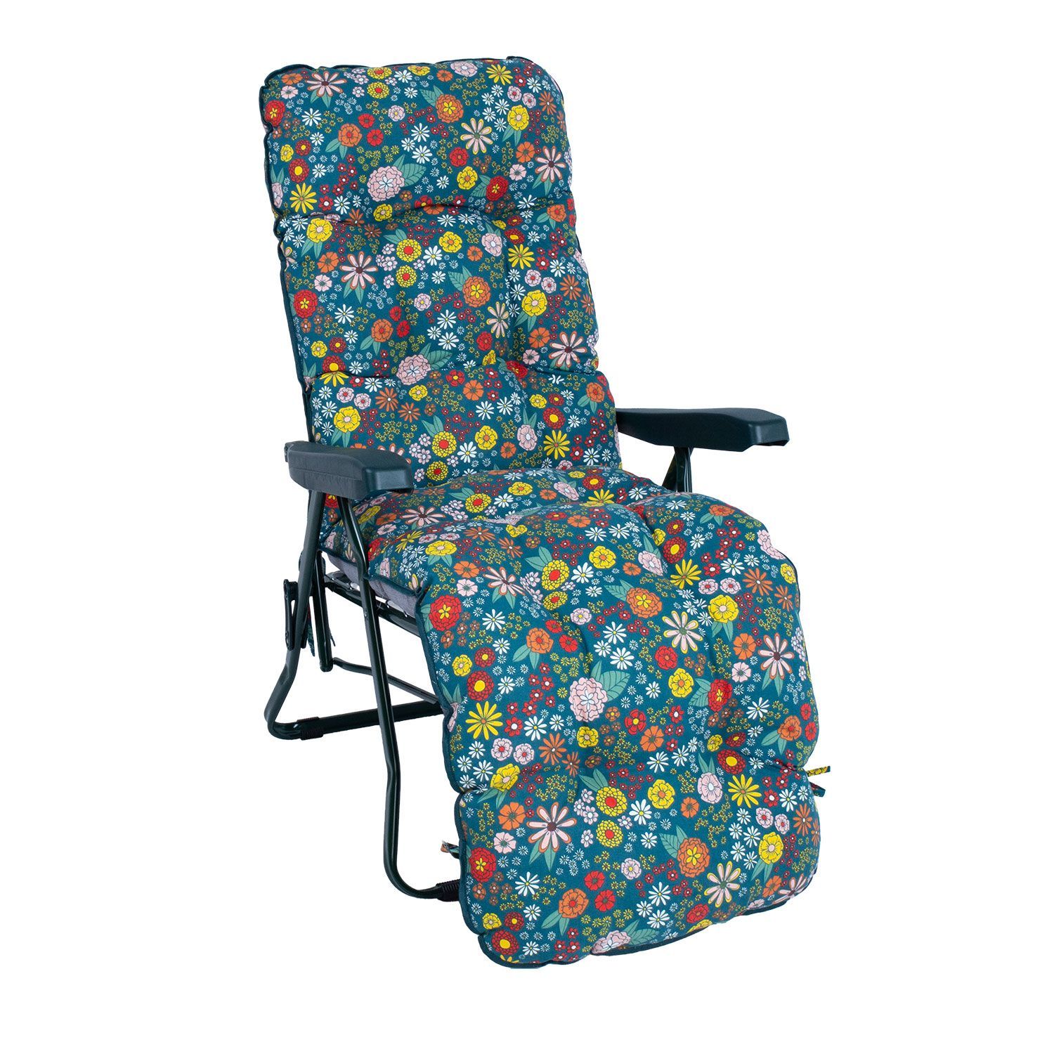 Solstol HOME4YOU Baden-Baden Blomstrende blomstrete pute - grønn med blomstrende blomsterpute
