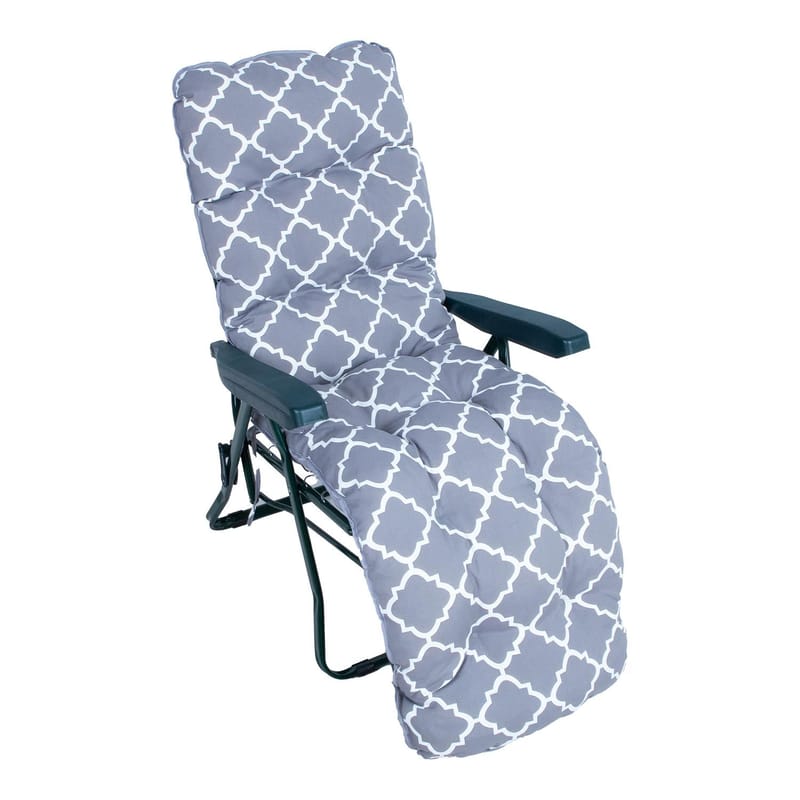 Solstol HOME4YOU Baden-Baden Grå pute - grønn med grå pute - Hagemøbler - Stoler & Lenestoler - Solstoler - Baden baden stol