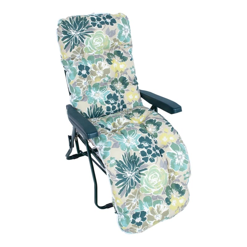 Solstol HOME4YOU Baden-Baden Lys blomstrete pute - grønn med lys blomstrete pute - Hagemøbler - Stoler & Lenestoler - Solstoler - Baden baden stol