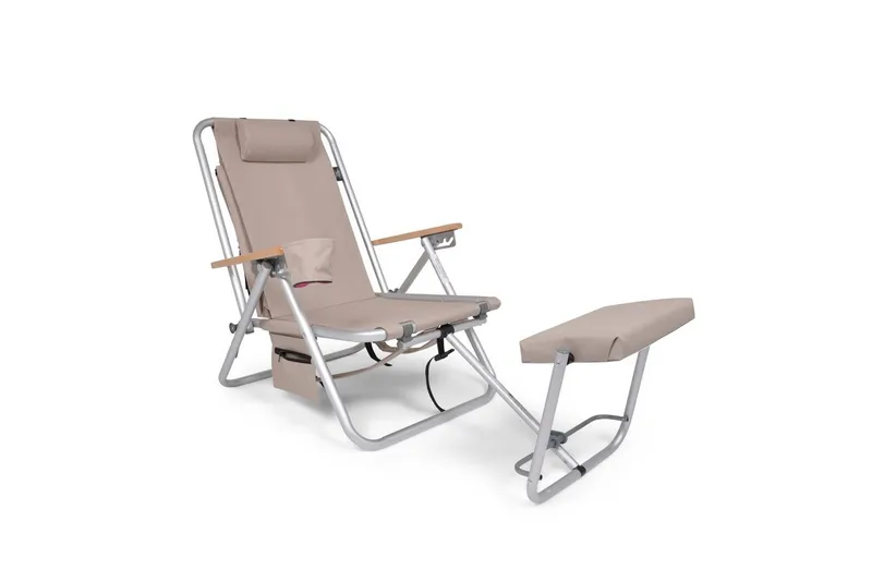 Solstol og campingstol Fritab Friluftsstol Fritab ROXY med kjølebag/mobillomme Beige - Hagemøbler - Stoler & Lenestoler - Solstoler - Strandstol