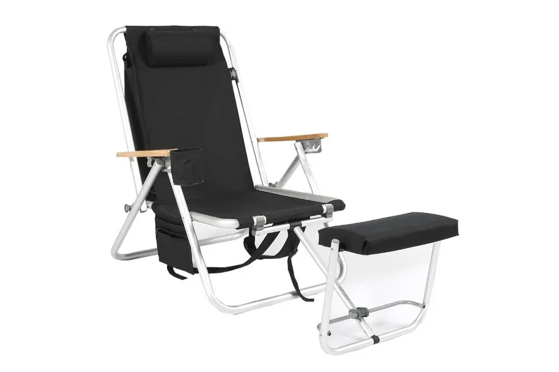 Solstol og campingstol Fritab Friluftsstol Fritab ROXY med kjølebag/mobillomme Svart - Hagemøbler - Stoler & Lenestoler - Solstoler - Strandstol