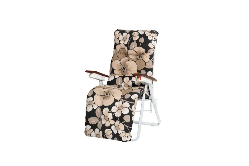 Tourra Baden Baden Stol med Pute - Hvit/Blomstrete - Hagemøbler - Stoler & Lenestoler - Solstoler - Baden baden stol
