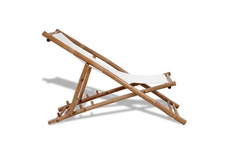 Utendørs fluktstol bambus og lerret - Bambus/Hvit - Solstoler
