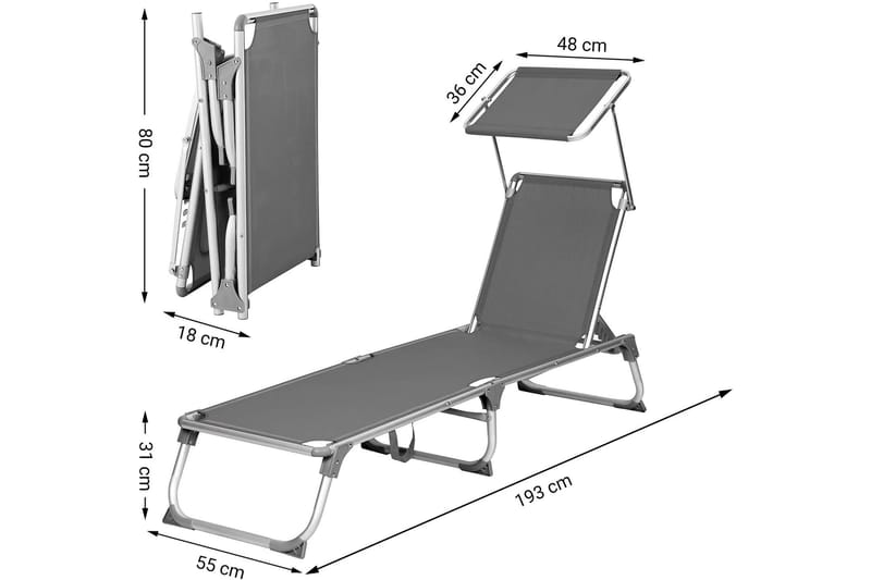 SONGMICS Solseng 193 cm - Songmics - Hagemøbler - Stoler & Lenestoler - Solstoler