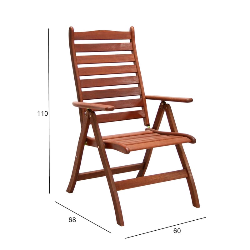 Stol HOME4YOU Bordeaux meranti - Brun - Hagemøbler - Stoler & Lenestoler - Posisjonsstol