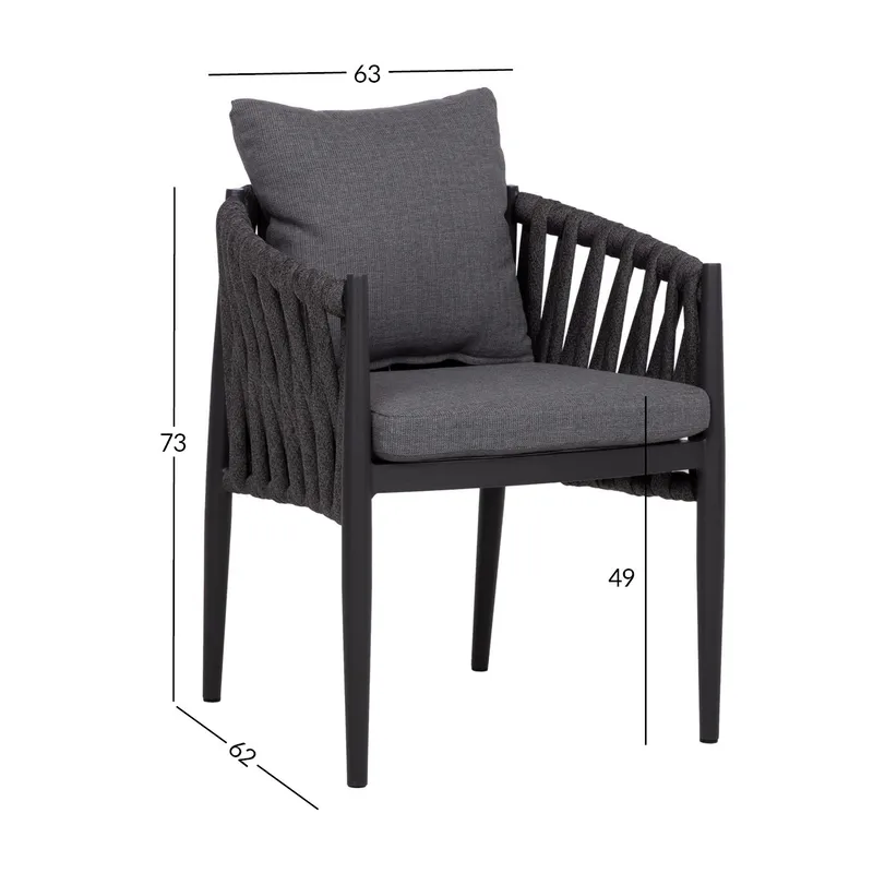 Stol HOME4YOU Bristol 63x62x73 cm grå - Grå - Hagemøbler - Stoler & Lenestoler - Utelenestoler