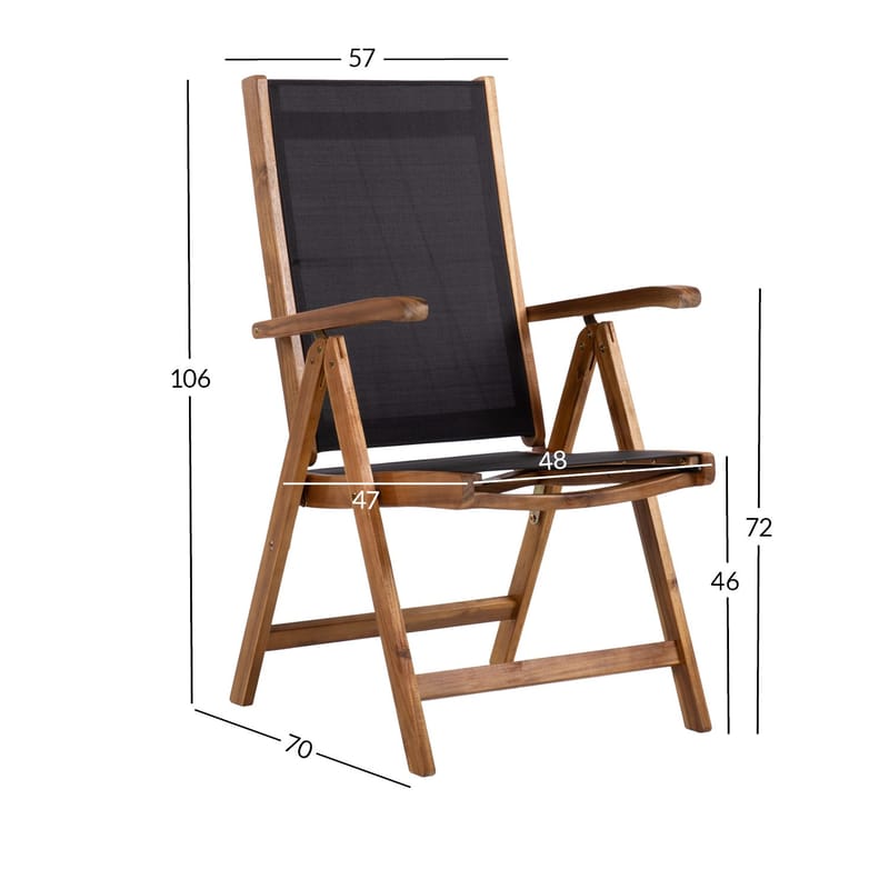 Stol HOME4YOU Fabiola Svart - Svart - Hagemøbler - Stoler & Lenestoler - Posisjonsstol