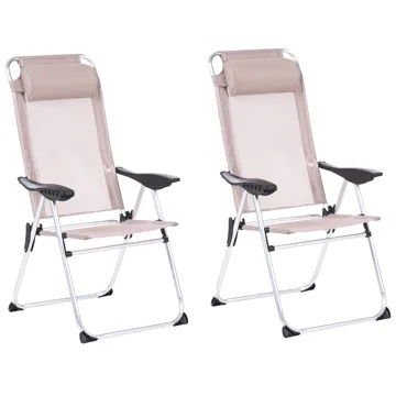 Stol utendørs Asine Aluminium sammenleggbar - Beige/svart - Hagemøbler - Stoler & Lenestoler - Posisjonsstol