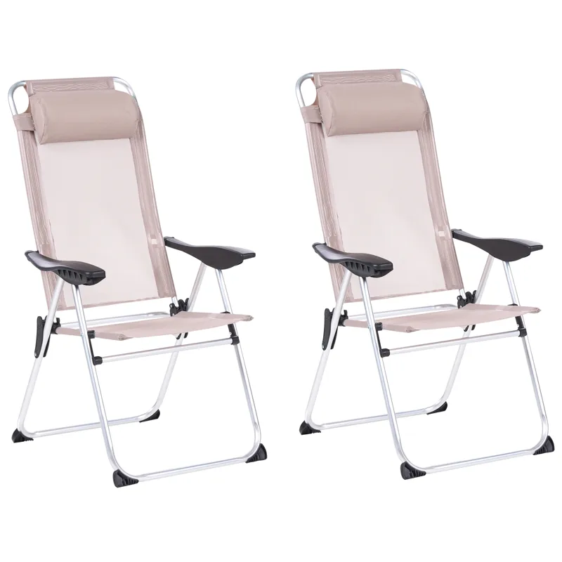 Stol utendørs Asine Aluminium sammenleggbar, Beige/svart