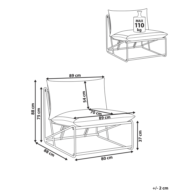Stol utendørs med pute Pico Stål - Grå - Hagemøbler - Stoler & Lenestoler - Utelenestoler