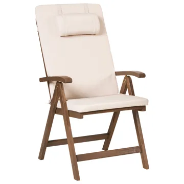 Stol utendørs med pute Amantea Premium akasietre - Brun/Lys beige - Hagemøbler - Stoler & Lenestoler - Posisjonsstol