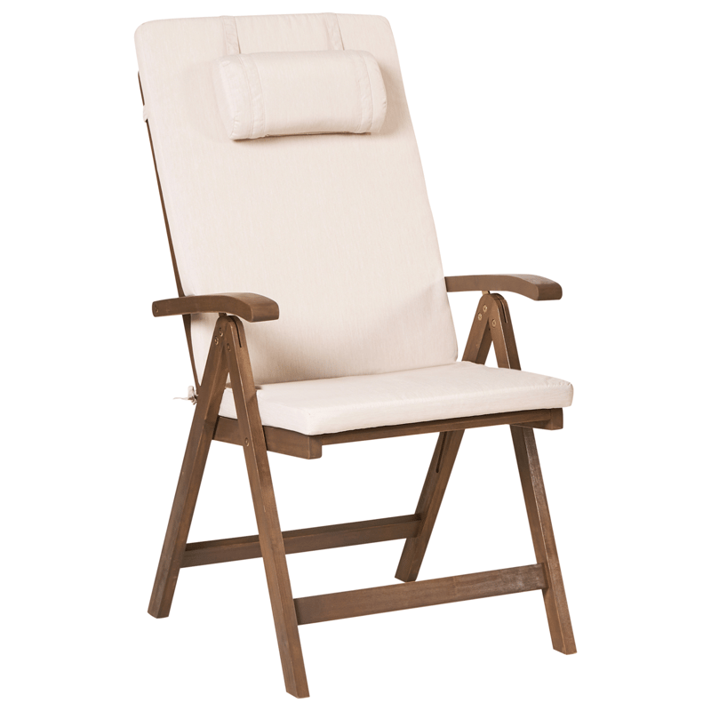 Stol utendørs med pute Amantea Premium akasietre - Brun/Lys beige - Hagemøbler - Stoler & Lenestoler - Posisjonsstol