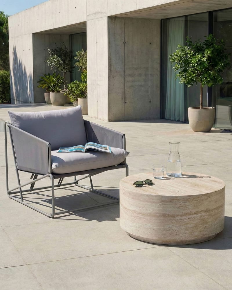 Stol utendørs med pute Ponte - Grå - Hagemøbler - Stoler & Lenestoler - Utelenestoler