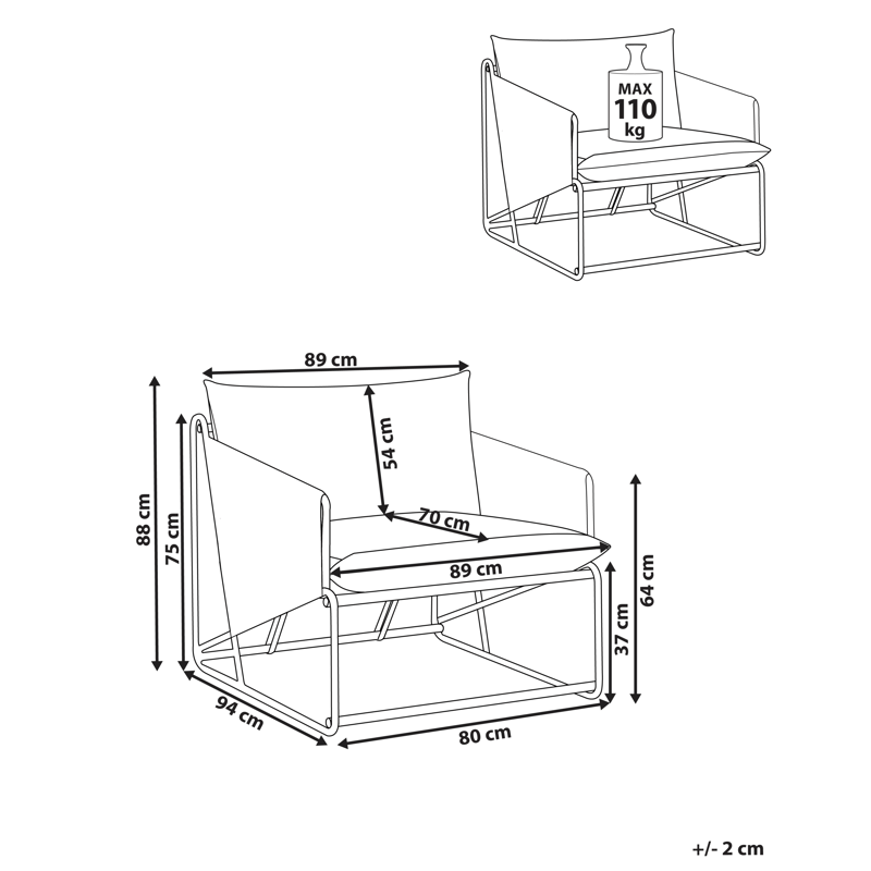 Stol utendørs med pute Ponte - Grønn/Beige - Hagemøbler - Stoler & Lenestoler - Utelenestoler