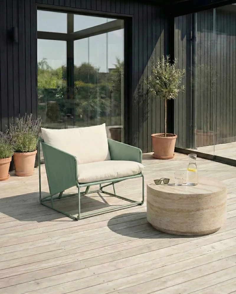 Stol utendørs med pute Ponte - Grønn/Beige - Hagemøbler - Stoler & Lenestoler - Utelenestoler