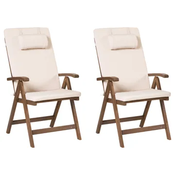 Stol utendørs med pute Amantea Premium akasietre - Brun/Lys beige - Hagemøbler - Stoler & Lenestoler - Posisjonsstol