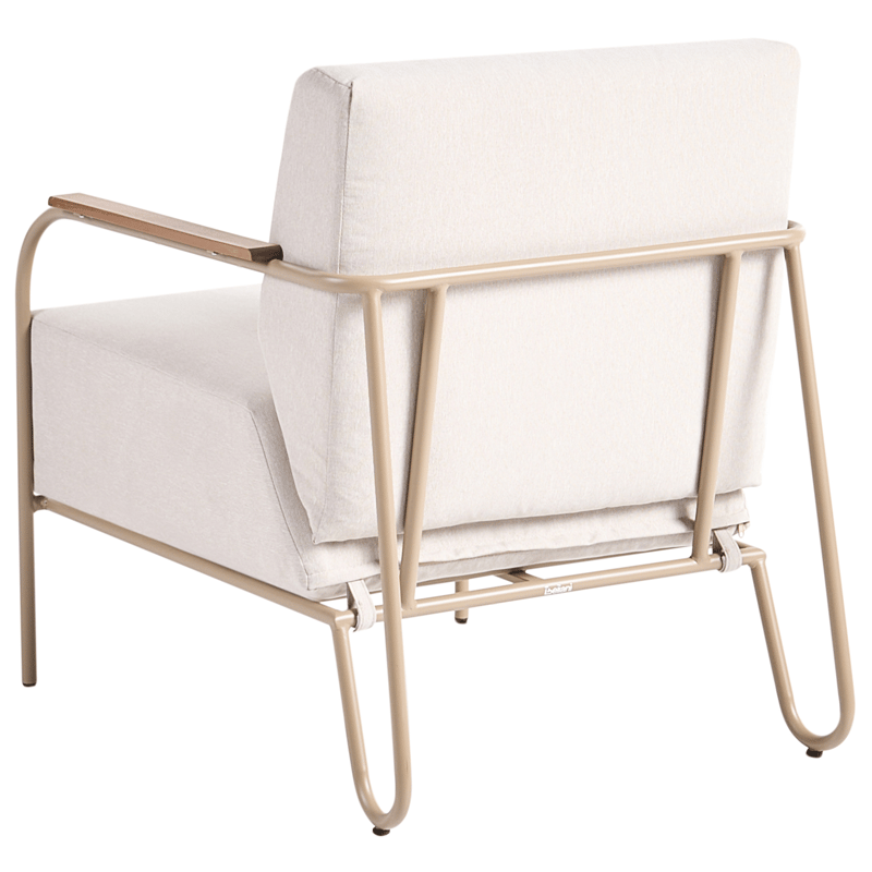 Stol utendørs Nimis med fotskammel - Beige - Hagemøbler - Stoler & Lenestoler - Utelenestoler