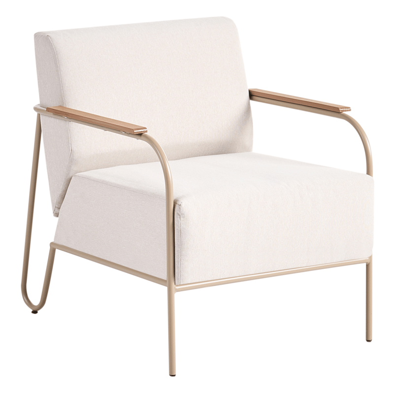 Stol utendørs Nimis med fotskammel - Beige - Hagemøbler - Stoler & Lenestoler - Utelenestoler