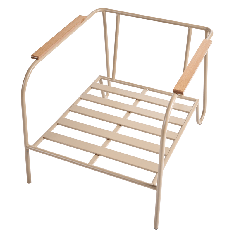 Stol utendørs Nimis med fotskammel - Beige - Hagemøbler - Stoler & Lenestoler - Utelenestoler