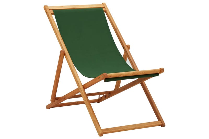 Sammenleggbar strandstol eukalyptus og stoff grønn - Grøn - Hagemøbler - Stoler & Lenestoler - Strandstoler & campingstoler