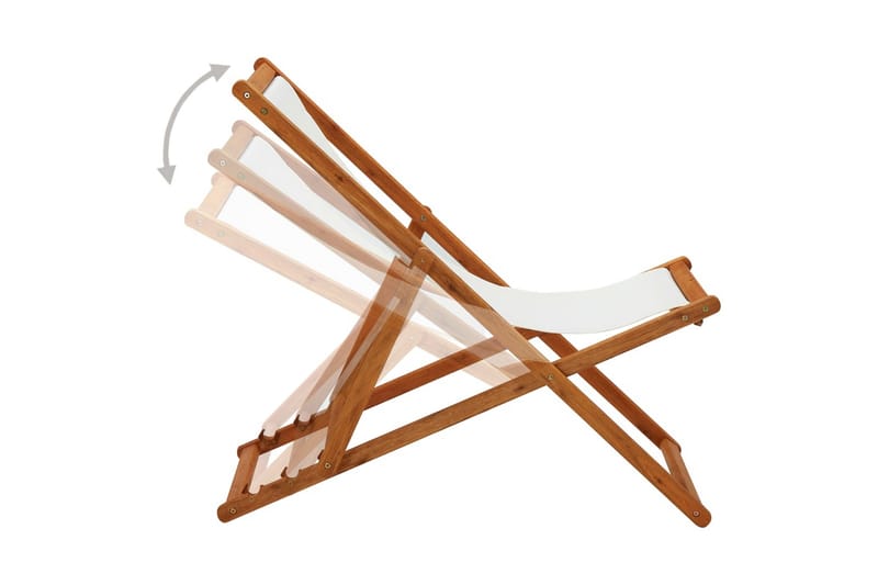 Sammenleggbar strandstol eukalyptus og stoff kremhvit - Strandstol - Strandstoler & campingstoler