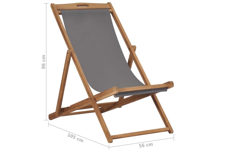 Sammenleggbar strandstol heltre teak grå - Grå - Strandstol - Strandstoler & campingstoler