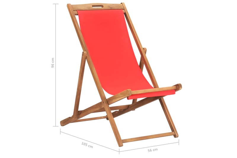 Sammenleggbar strandstol heltre teak rød - Rød - Strandstol - Strandstoler & campingstoler
